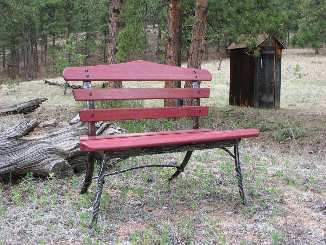 Purple Heart and Wrought Iron garden/house bench AVAILABLE BY CUSTOM ORDER