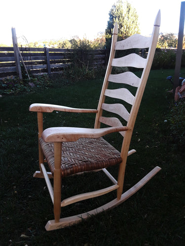 Curly, Birdseye and Hard Maple and Hickory Bark rocker SOLD