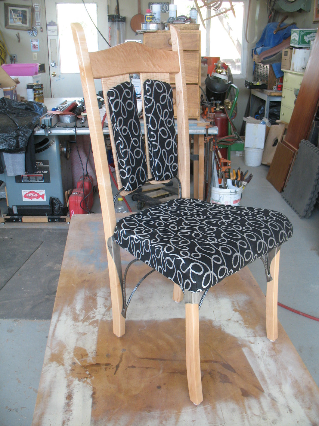 Maple and Wrought Iron dinner chair AVAILABLE BY CUSTOM ORDER