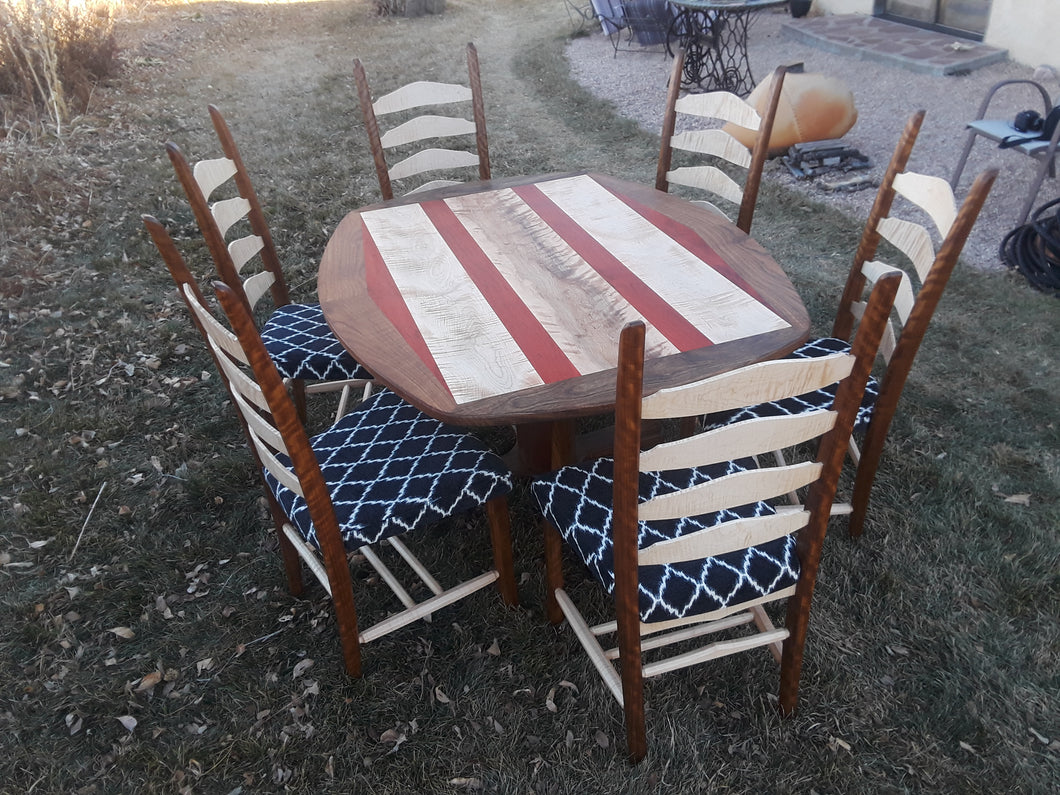 Golden Olive, Quilted Birch, Curly Maple and Paduak dinner set SOLD