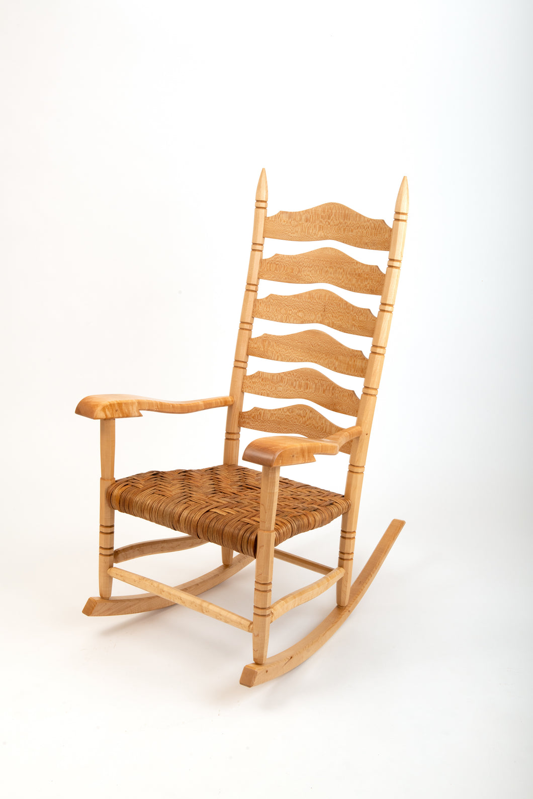 Quartersawn Sycamore, Birdseye Maple and Hard Maple rocking chair