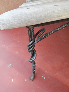 Purple Heart and Wrought Iron garden/house bench AVAILABLE BY CUSTOM ORDER